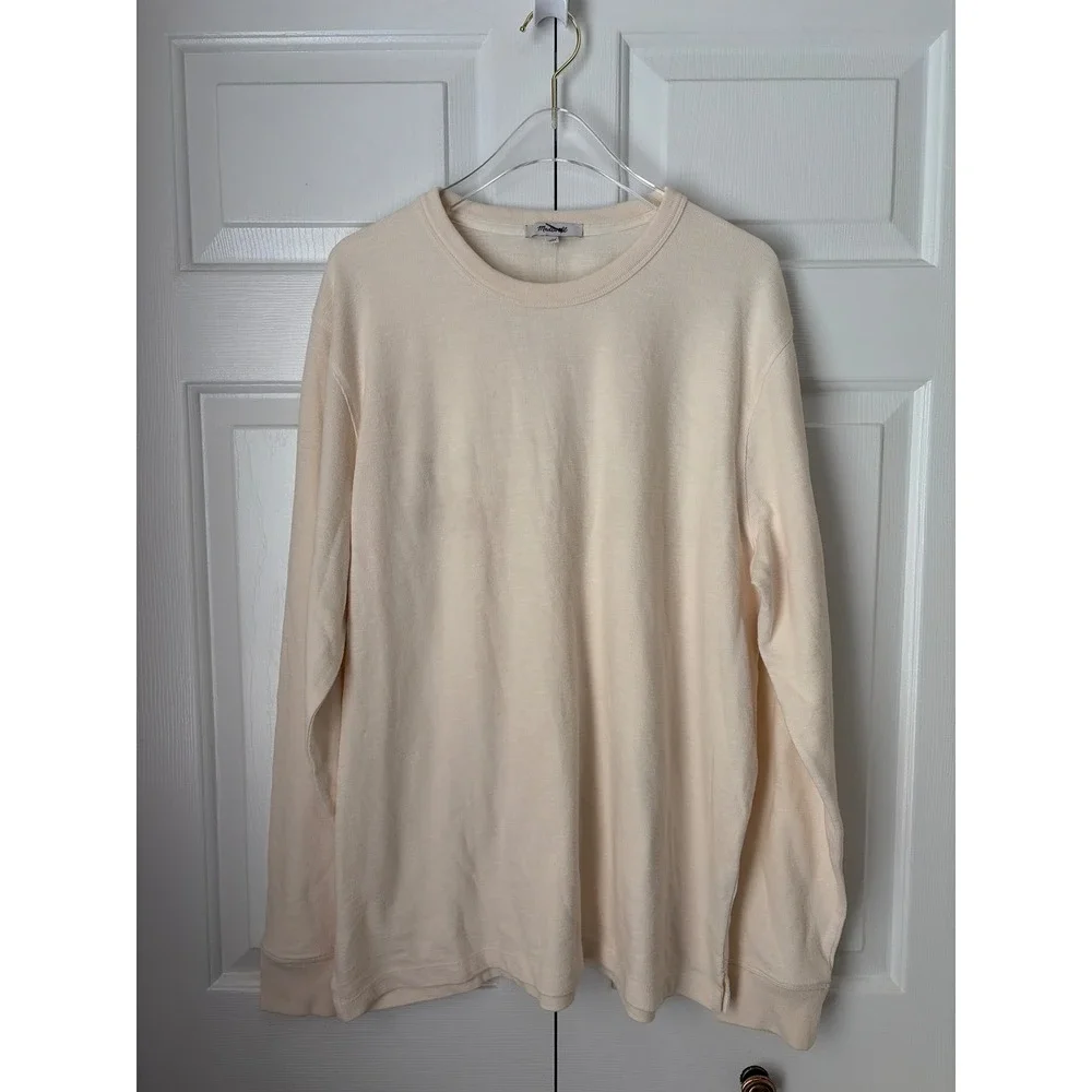 J.Crew Heavyweight Slub Cotton Long-Sleeve Tee Mens L Vintage Ivory Casual